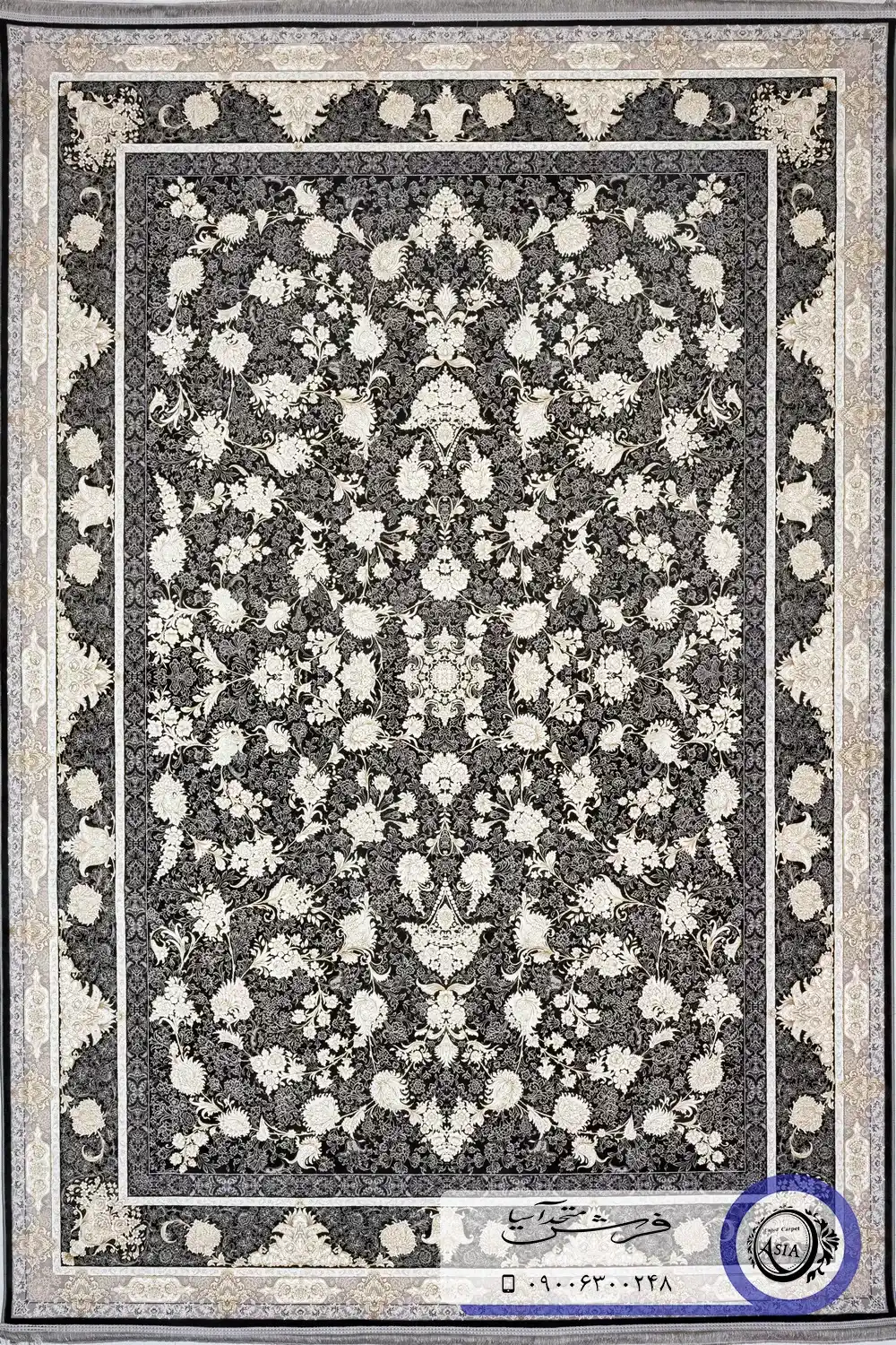 فرش 1200 شانه کد E13309 کلاسیک طلاکوب دودی